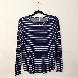 Harper Navy Blue and White Stripe Top